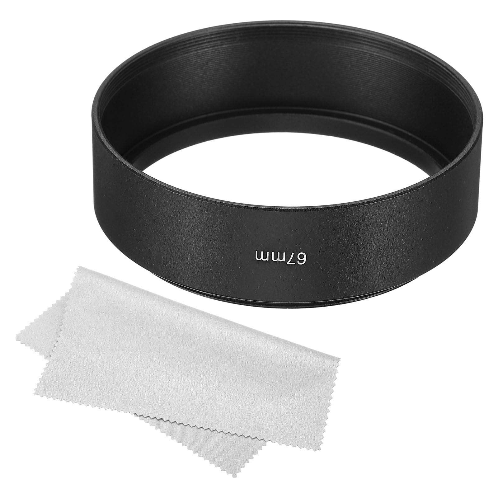 PATIKIL 67mm Lens Hood, Standard Focus Frosted Surface Anti-reflective Inside Hood with Cleaning Cloth for Camera Lens, Black for Nikon, for Fujifilm, for Pentax, for Leica — image 1