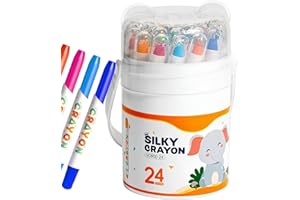 Retractable Pastel Markers – 24 Colors, Oil Set Water Soluble, Blendable Kids Art | Perfect For Children Home School, Classro