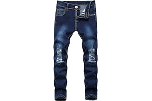 Lanscadran Boy's Skinny Fit Ripped Distressed Stretch Fashion Denim Jeans Pants