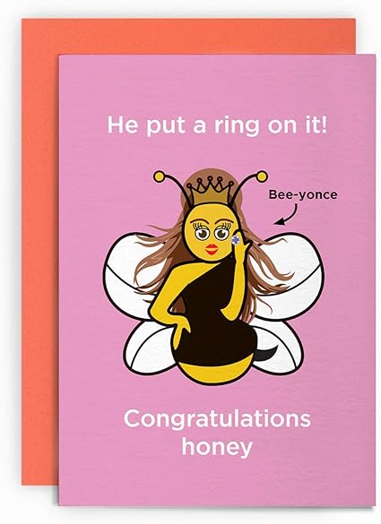 Carte De Fiancailles Humoristique Beyonce Bee Animal Amie Sœur Fille Petite Fille Felicitations Pour Elle Amazon Fr Fournitures De Bureau