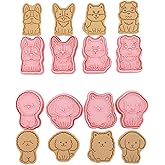 Dog Shaped Cookie Stamps Set, 8 pcs of Plastic Doggy Patterns Stamping Cookie Cutters Fondant Stampers for Baking Clay DIY