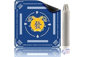 DYMMO Mahjong Mat 32.4x32.4 inch Waterproof Mahjong Table Cloth 3mm Thickened Non-Slip Noise Reduction Game Mat for Mahjong Board Games Domino Poker Card Games (Blue A)