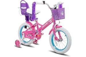 JOYSTAR Little Daisy Kids Bike for 2-7 Years Girls with Training Wheels Doll Bike Seat & Front Handbrake 12 14 16 Inch Prince