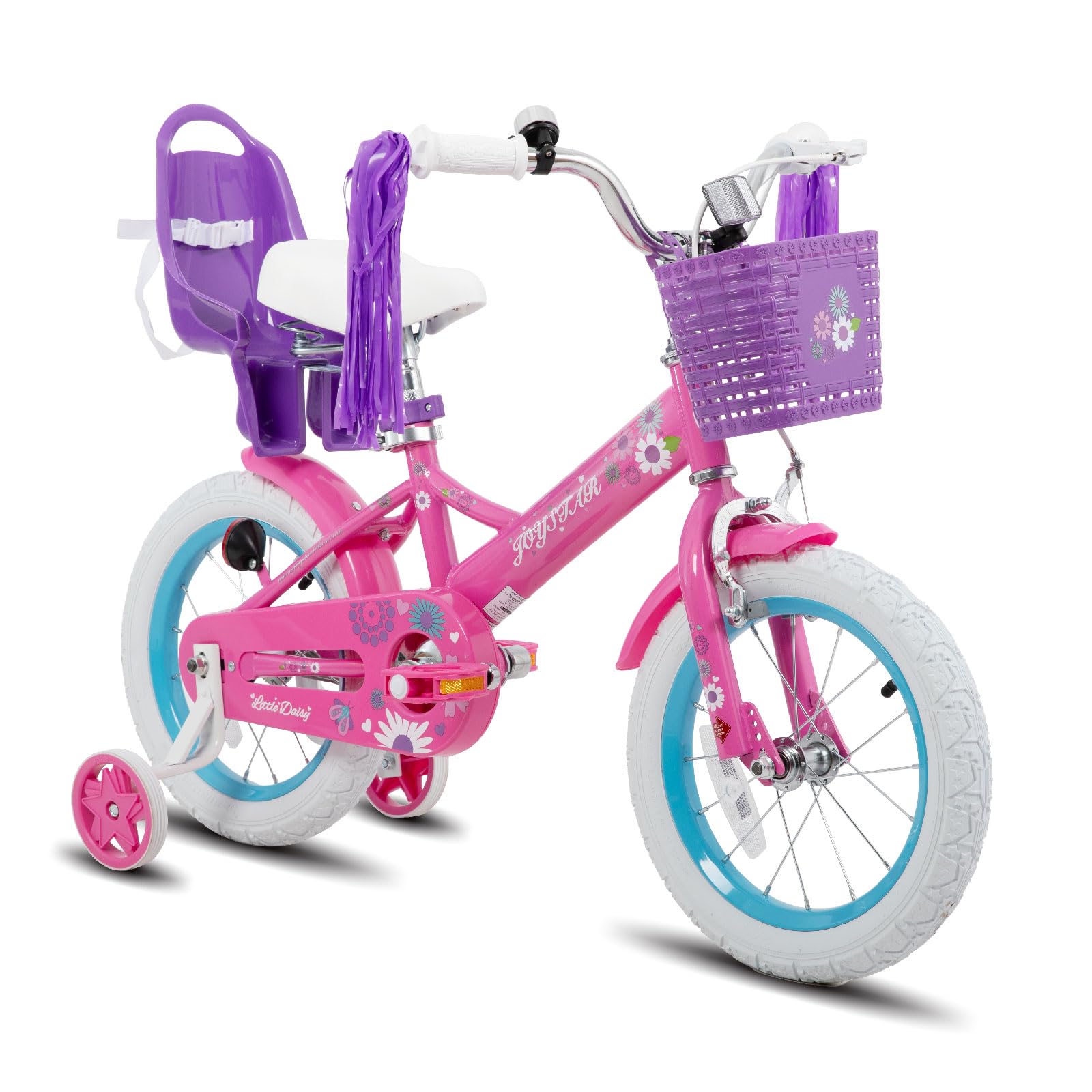 Photo 1 of ** Dirty **JOYSTAR 12 Inch Kids Bike Little Daisy Girls Bike with Training Wheels Doll Bike Seat Basket & Streamers Princess Kids Bicycle for Girls Toddler of 2-4 Years Toddler Girl Bikes Fuchsia