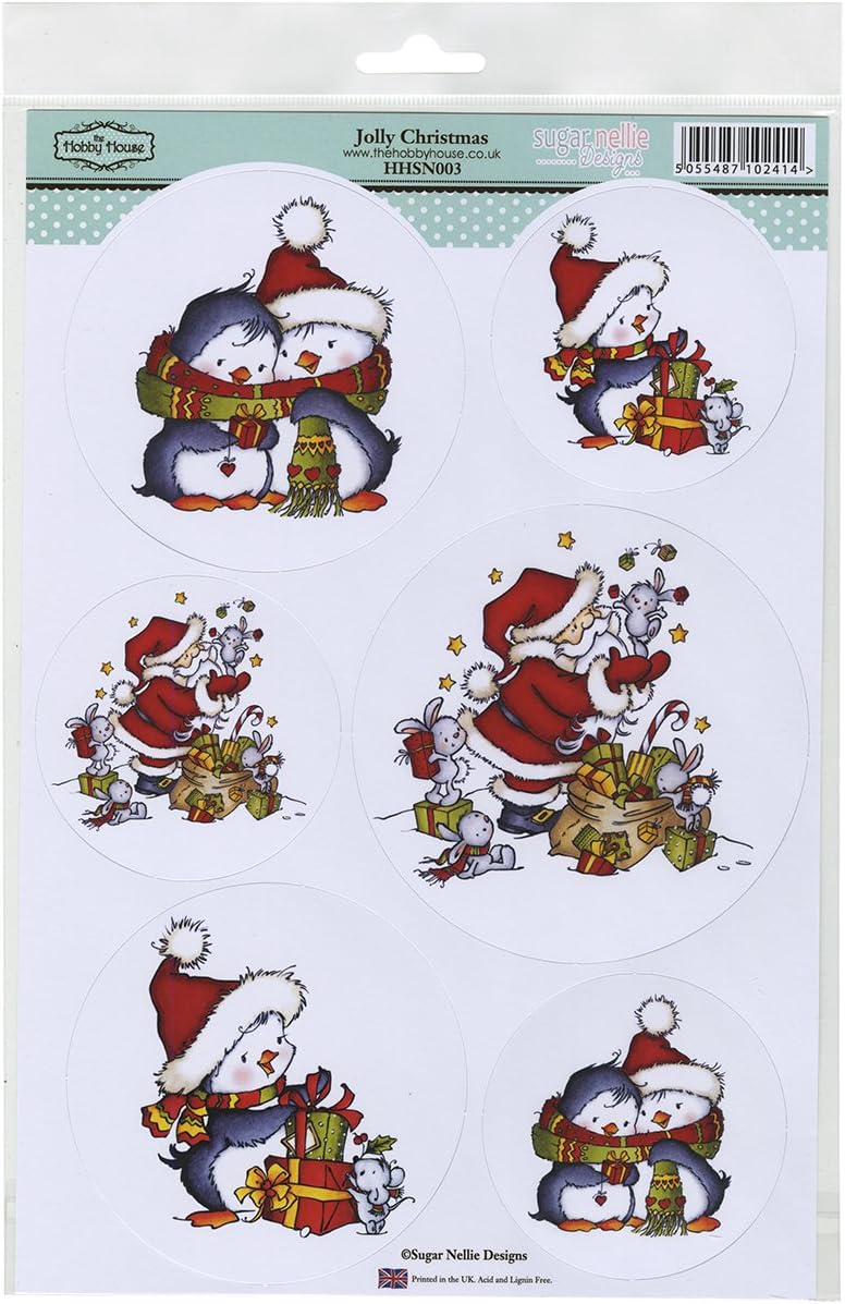 Hobby House Jolly Christmas Sugar Nellie Topper Sheet, 8.5" by 12.2"