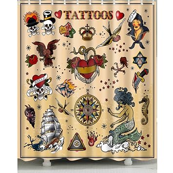 Tattoo Vorhang Fur Die Dusche 1 Pc Fur Zuhause Und Bad Amazon De