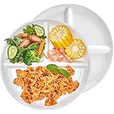 Sweese 9 Inch Porcelain Divided Dinner Plates Set of 2 – Encourage Healthy Eating with Portion Control Design, Durable, Microwave Dishwasher Safe, Ideal for