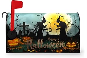Dacawin Halloween Witch Moon Mailbox Covers Magnetic 25.5 x 21 Inch Halloween Pumpkin Lanterns Seasonal Pattern Home Houses Mailbox Wraps Letter Box Cover Decorations Large Size for Outdoor