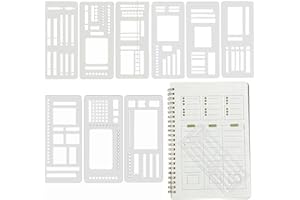 RIOMH Flexible Record Template Set, 9 Pcs Reusable Planner Stencils Drafting Tools for Journal Planner, Calendar Making, Drawing Lines, Layout Tools for DIY Planning