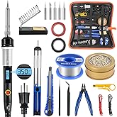 Electronics Soldering Iron Kit, 80W Adjustable Temperature Welding Tool With LCD Display,20 in 1 Soldering Kit,On/Off Switch,