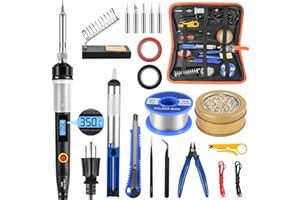SREMTCH Electronics Soldering Iron Kit, 80W Adjustable Temperature Welding Tool With LCD Display,20 in 1 Soldering Kit,On/Off Switch,Solder Wire,Clean Ball,Soldering Tips,Soldering Stand, Desoldering Pump