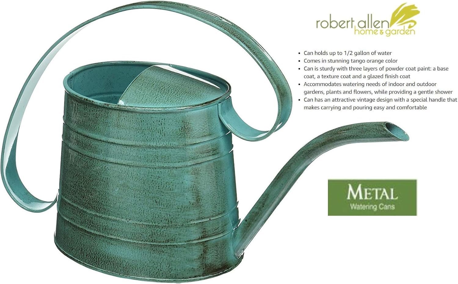 Robert Allen MPT01508 Danbury Watering Can.5 Gallon, Teal/Copper : Garden & Outdoor