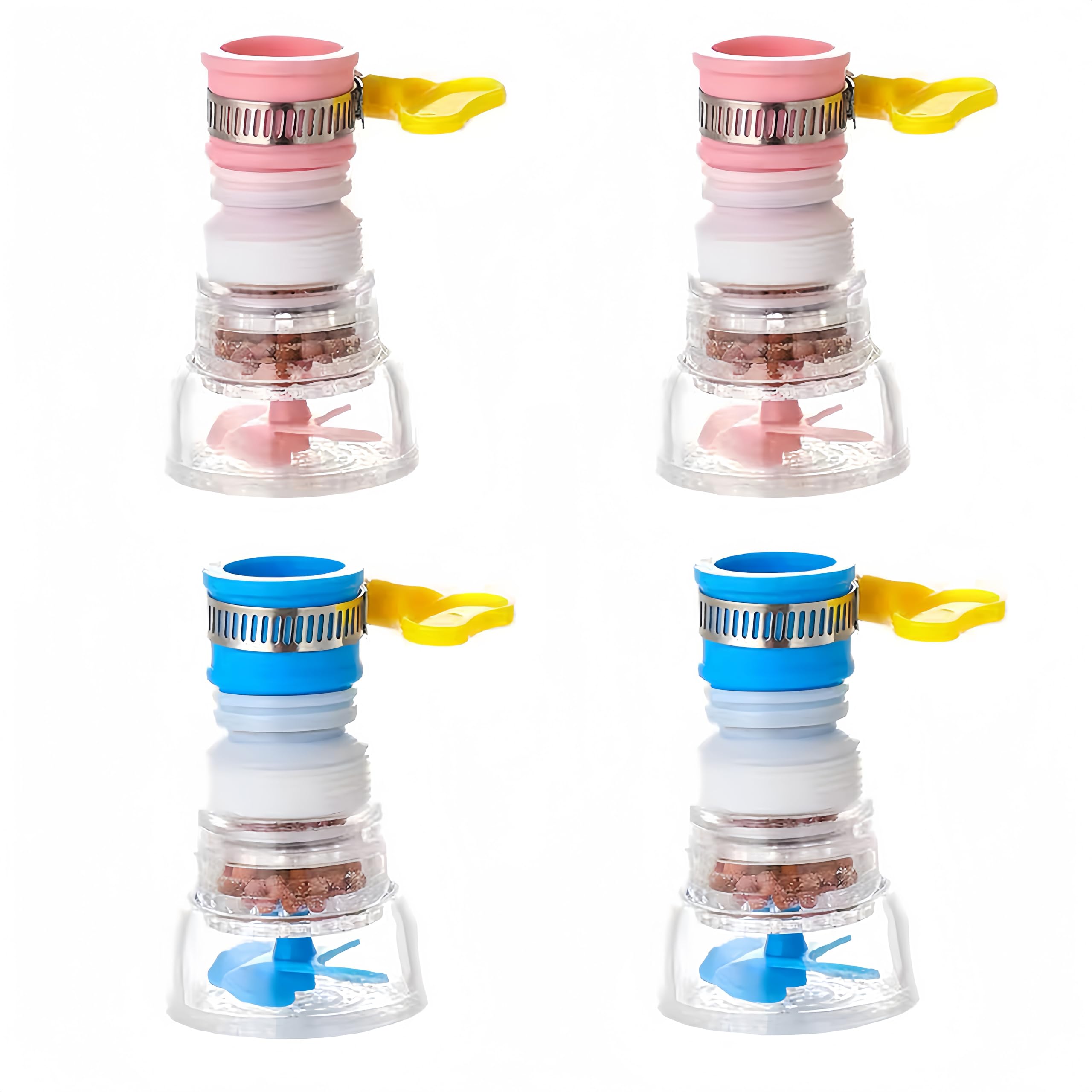 HLIWS 4Pack Water Swivel Faucet, Tap Water Saving Device, 360°Rotatable Plastic Kitchen Faucet Extender for Home Kitchen Bathroom(Pink, Blue)