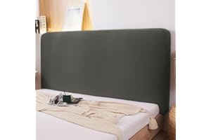 WOMACO Stretch Bed Headboard Slipcover 180 GSM Thick Fabric Solid Color Dustproof Bed Head Protector Cover for Bedroom Décor (Dark Gray, 59-67")