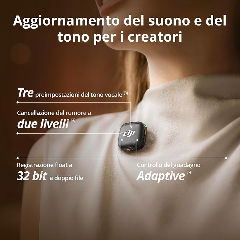 Trasmettitore DJI Mic 3, mini mic wireless per iPhone/fotocamera/Android