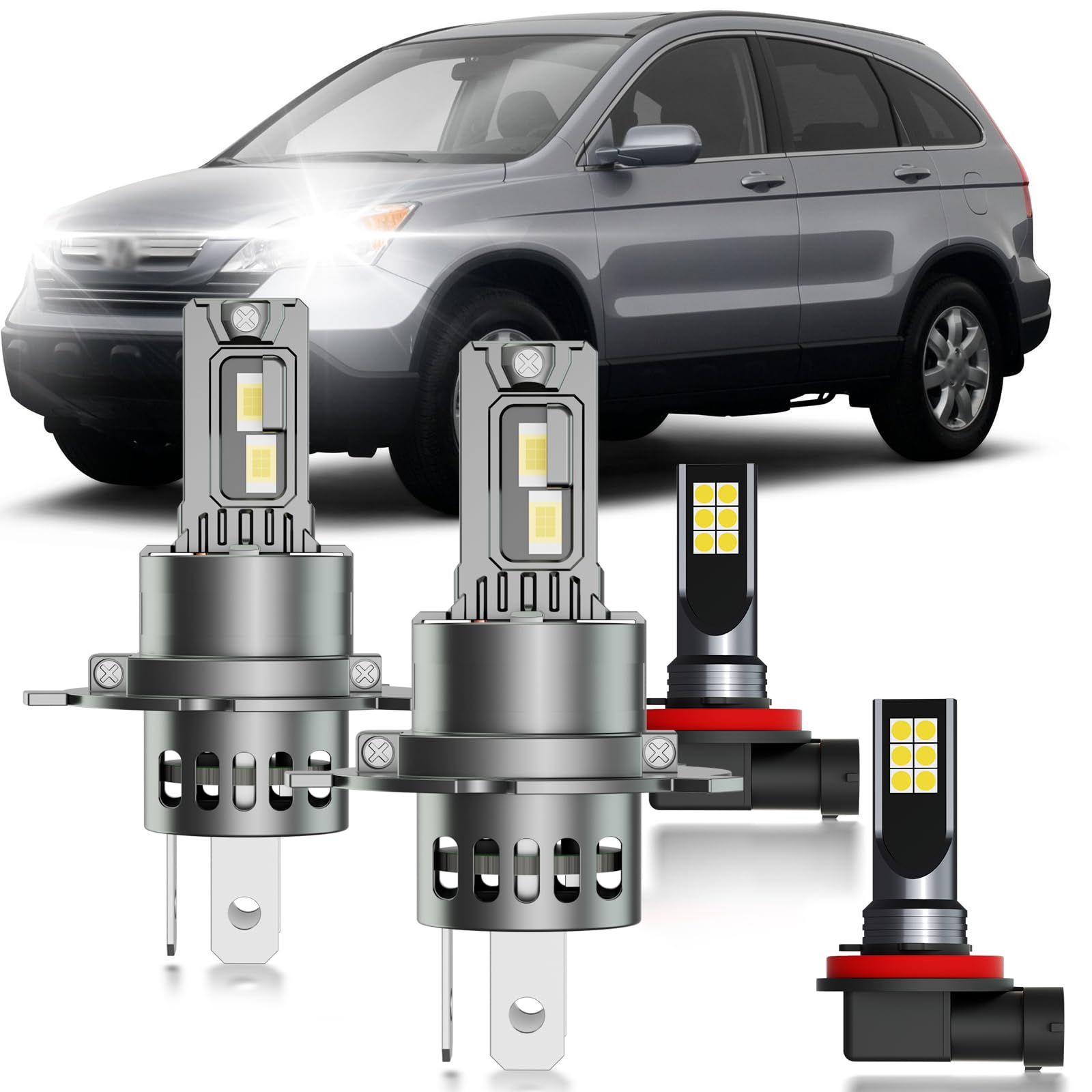 Photo 1 of HUOKEDS for Honda CRV 2007-2014 Fog Lights Bulbs Combo, 4pcs Super Bright White Dual Beam and Fog Lights Blubs Package, 1:1 Size as Stock Bulbs, Plug and Play