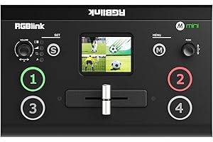 RGBlink Mini Video Mixer Switcher with 4 x HDMI Inputs 2K Input/Output Real Time Live Streaming, Support Output 6 Pictures PVW and PGM, for Facebook, YouTube, Instagram, Tiktok, RTMPS