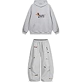 Aelfric Eden Embroidery Puppy Hoodie and Sweatpants Sweatsuits 2 Piece Set Track Suits Sweat Matching Lounge Pants Grey XS