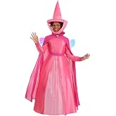Women's Disney Sleeping Beauty Flora Costume, Pink Fairy Godmother Cosplay Outfit