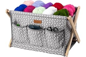 Hanfetch Yarn Caddy Large Size Yarn Storage Organizer for Yarn Skeins-Organizer for Crochet Hooks Knitting Needles Other Accessories (Gray-Arrow)(Easy Assembly)