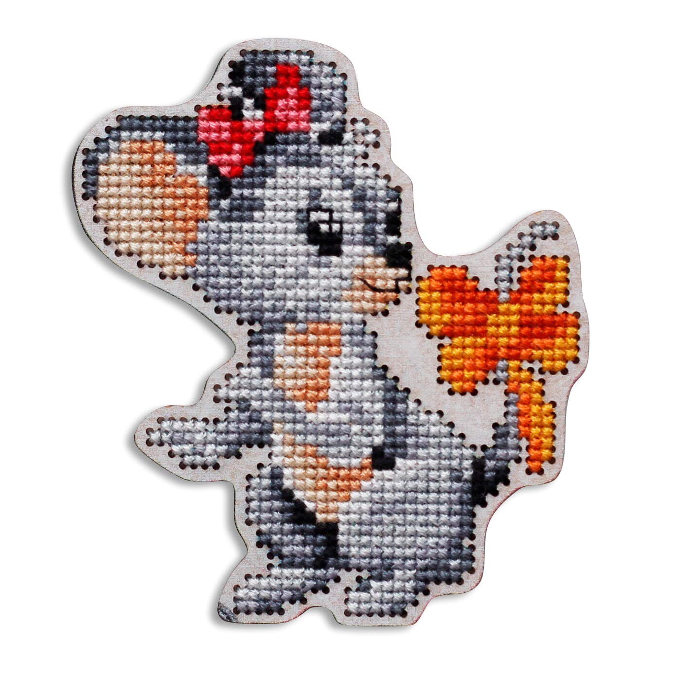 RTO Cross Stitch Kit on Wooden Board, Cotton, Multicoloured, 7.7x8.7 cm