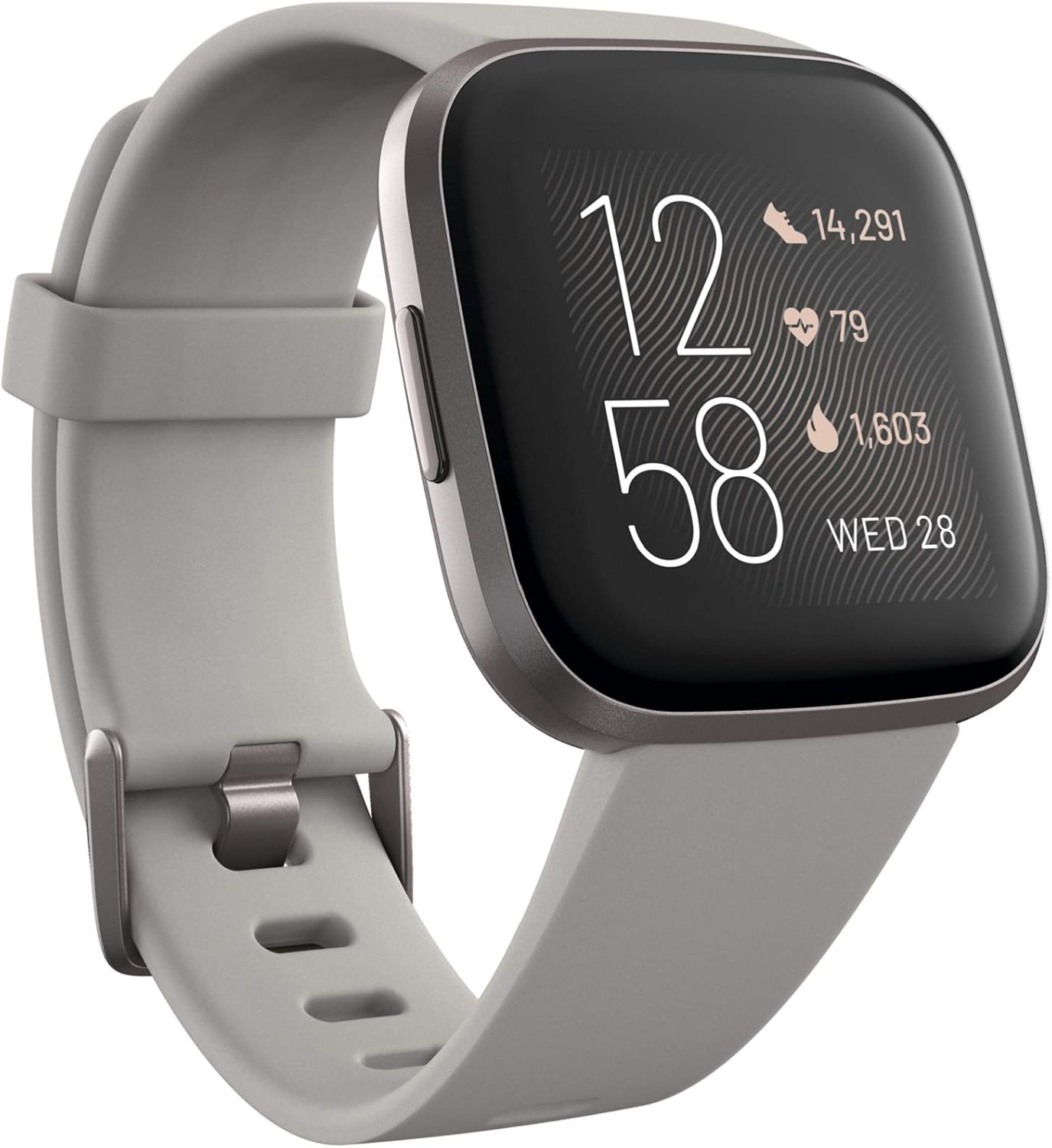 Fitbit Versa 2 Health & Fitness Smartwatch with Heart Rate, Music, Alexa Built-in, Sleep & Swim Tracking, Stone/Mist Grey, One Size (S & L Bands ...