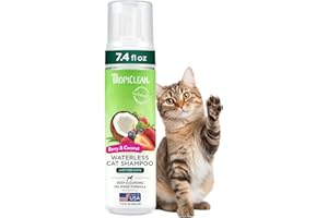TropiClean Berry & Coconut Waterless Cat Shampoo | Deep Cleansing Dry Shampoo for Cats | Natural Cat Shampoo Derived from Natural Ingredients | Made in the USA | 7.4 oz.