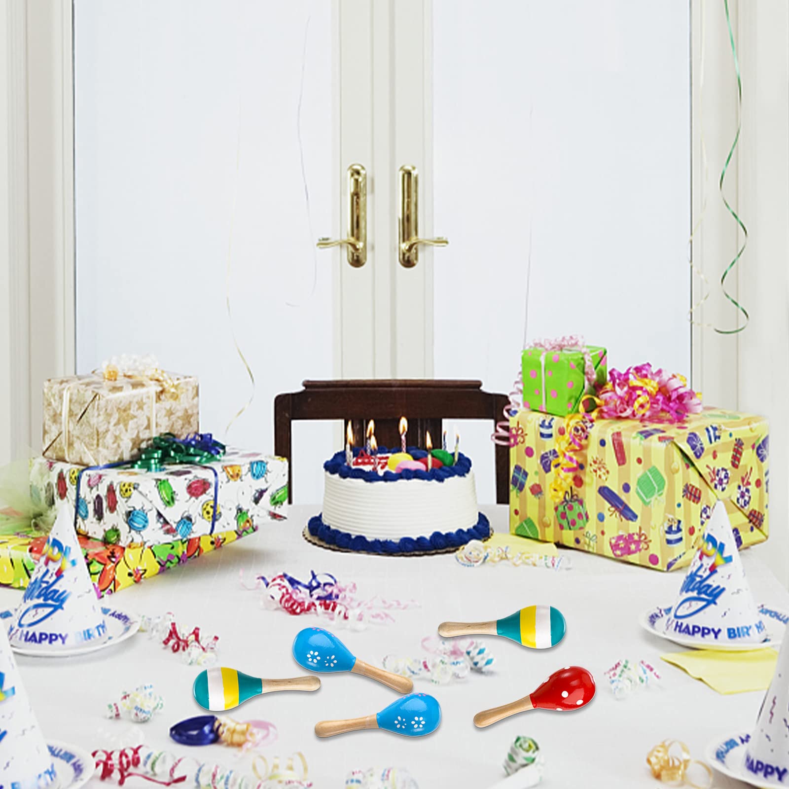 Hedume 20 Pack Mini Wooden Festival Maracas, Kids Baby Rattles Egg Shaker, Shaker Sand Hammer Toy Noisemaker for Party Favors, Musical Fun, Birthday Parties, Carnivals