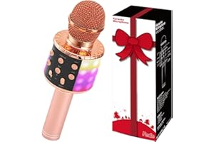 Fede Karaoke Microphone, Wireless Bluetooth Microphone for Kids Singing, Karaoke Mic Speaker Machine with LED Lights, Gifts T