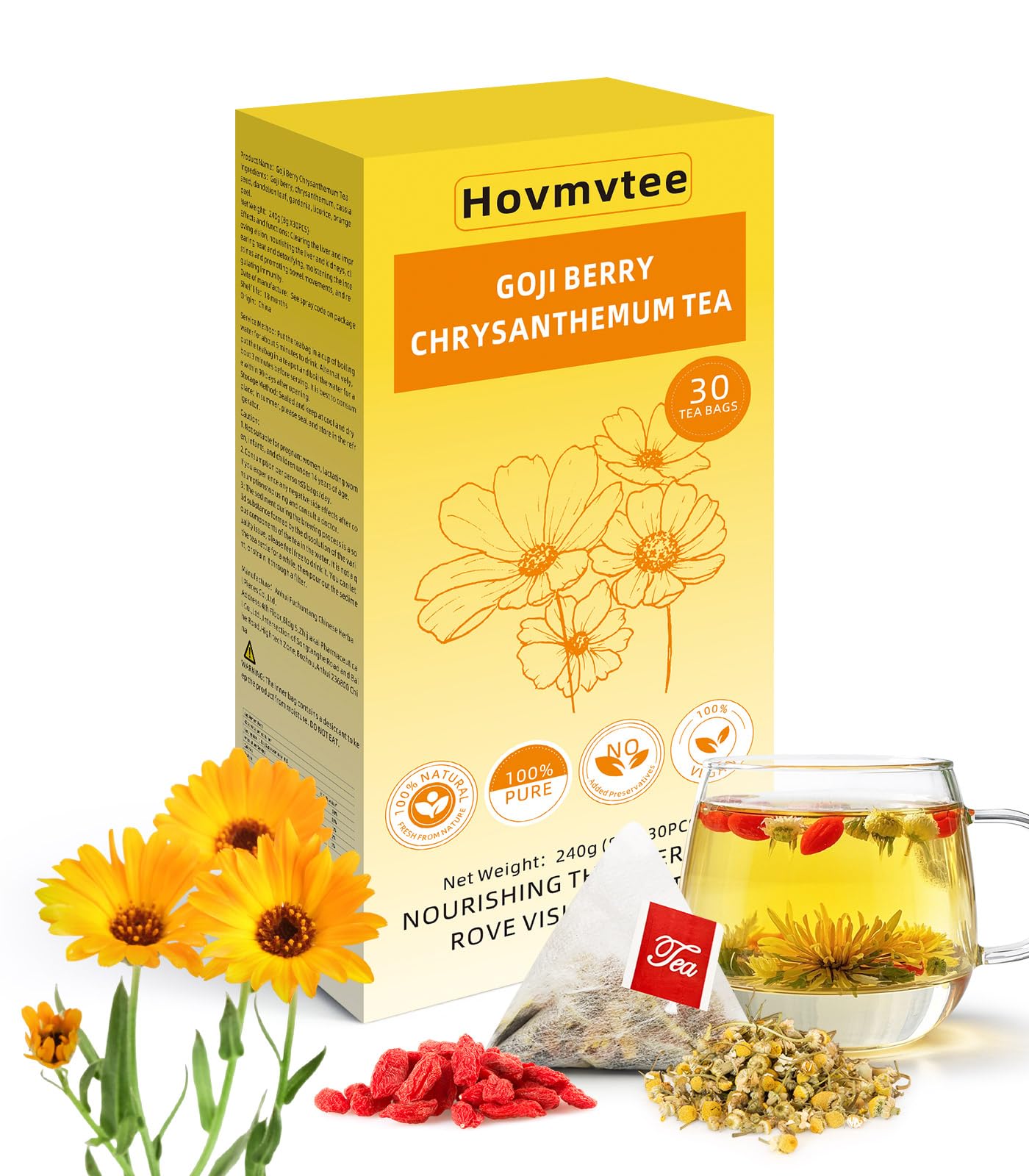 Photo 1 of ***FACTORY SEALED***
30Pcs Goji Berry Chrysanthemum Tea for Liver Health, Dandelion Wolfberry Tea, Seven Natural Herbal Ingredients, Chinese Health Herbal Tea, Kidneys & Liver Health(30Bags,240g)