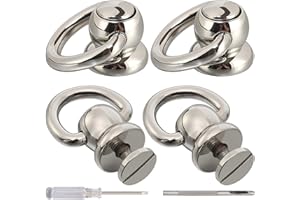 Notgia 4Pcs D Rings for Brass Rivets, Leather Rotatable Strap Hardware, Ball Button Studs, Chicago Screws - Handbag Purse Repair, Dog Collar, Leather Crafts (Silver)
