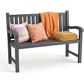 GYMHILL Weatherproof Resin Outdoor Garden Bench, 2-Seater, Black | Sturdy Reinforced, Smooth Anti-Collision Armrest, Comfortable Large Seating, For Garden Backyard Poolside