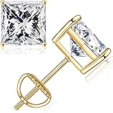 SMILEST 0.6-4ct Princess Cut Moissanite Earrings, Lab Created Earring 925 Sterling Silver Moissanite Screw Back Earrings Studs for Women Men Jewelry Gifts