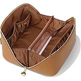 MSTONAL Travel Makeup Bag, Large Capacity Cosmetic Bags for Women, Waterproof Portable Pouch Open Flat Make up Organizer Bag with Dividers and Handle, Toiletry Bag for Essentials