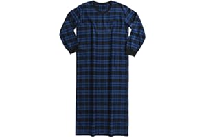 Esenchel Men's Long Flannel Nightshirt Full Length Cotton Nightgown
