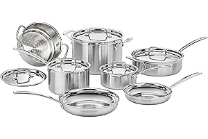 Cuisinart 12 Piece Cookware Set, MultiClad Pro Triple Ply, Silver, MCP-12N