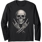 Rock &amp; Rock Music, Rock On &amp; Rock Hand | Skull, Rocker Long Sleeve T-Shirt