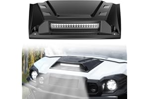 XATVXUTV UTV Sport Hood Scoop with LED Spotlight for Kawasaki Mule Pro, Black Front Hood Cover with Auxiliary Light Kit for Kawasaki Mule Pro FXT DXT DX FX 2015-2025 Accessories