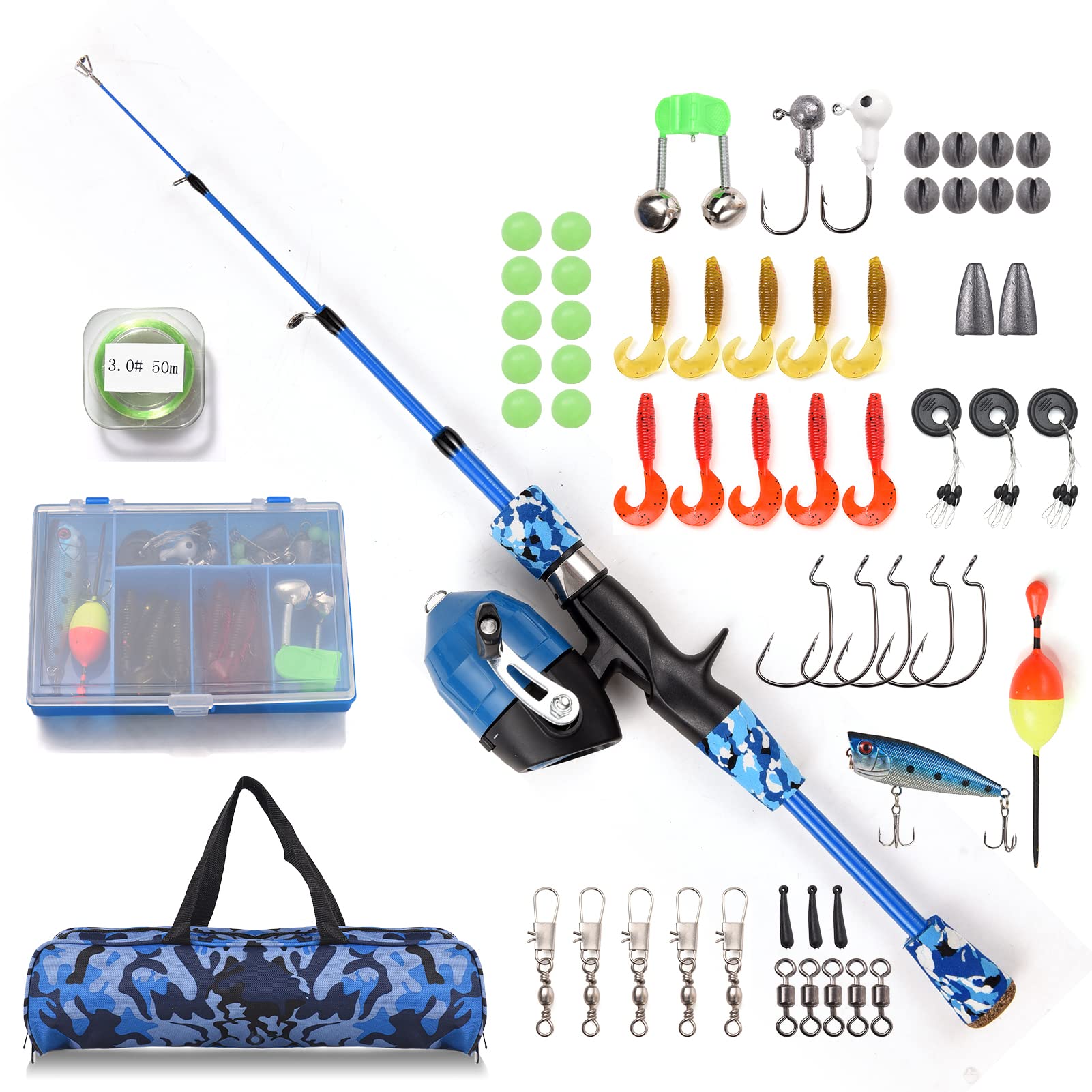 Lixada Fishing Set for Children, Children's Fishing Rod Set, Children's Fishing Starter Set, 1.2 m/1.5 m/1.8 m Telescopic Fishing Rod with Fishing Reel and Bait Set, Fishing Accessories for Children