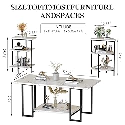 AWQM Faux Marble Table Set,Coffee Table & 2 Side