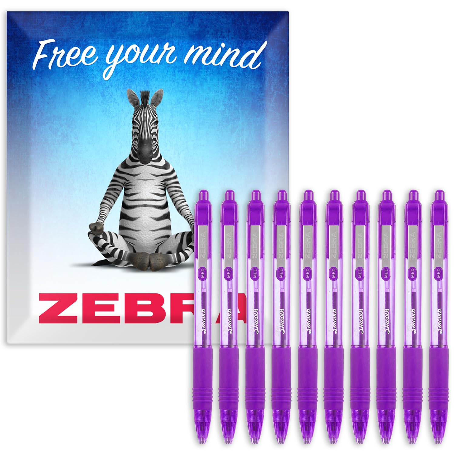 Zebra Z-Grip Smooth Ballpoint Pen - 1.0mm - Pack of 10 - in Zebra Envelope Gift Packaging (Violet) — image 1