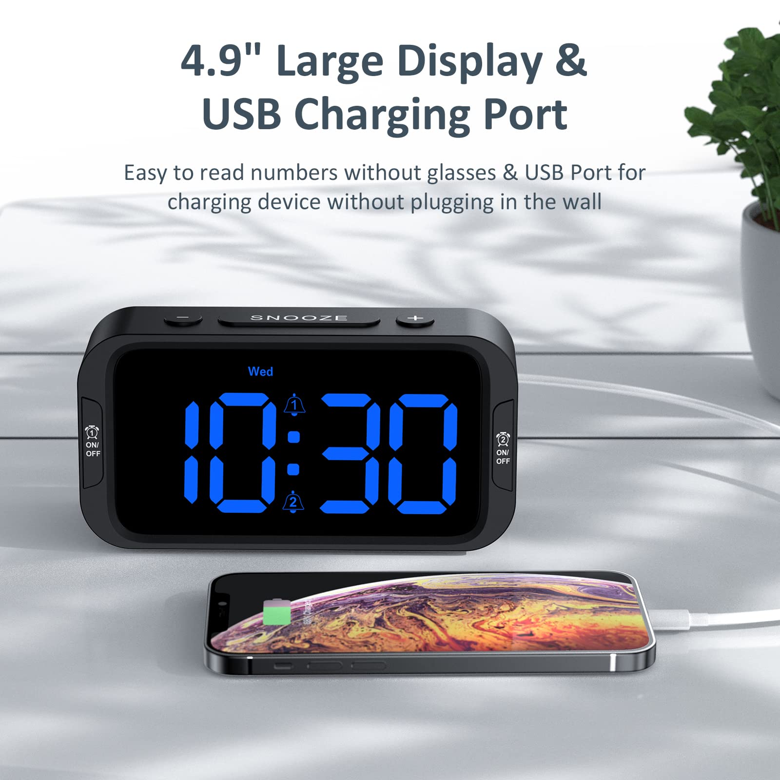 Odokee Digital Dual Alarm Clock For Bedroom, Easy To Set, 0100 Dimmer