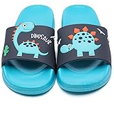 MEMON Toddler Little Kids Dinosaur Beach/Pool/Shower Slides/Anti-Skid Home Bath Slippers/Cute Summer Outdoor Shoes for Girls and Boys