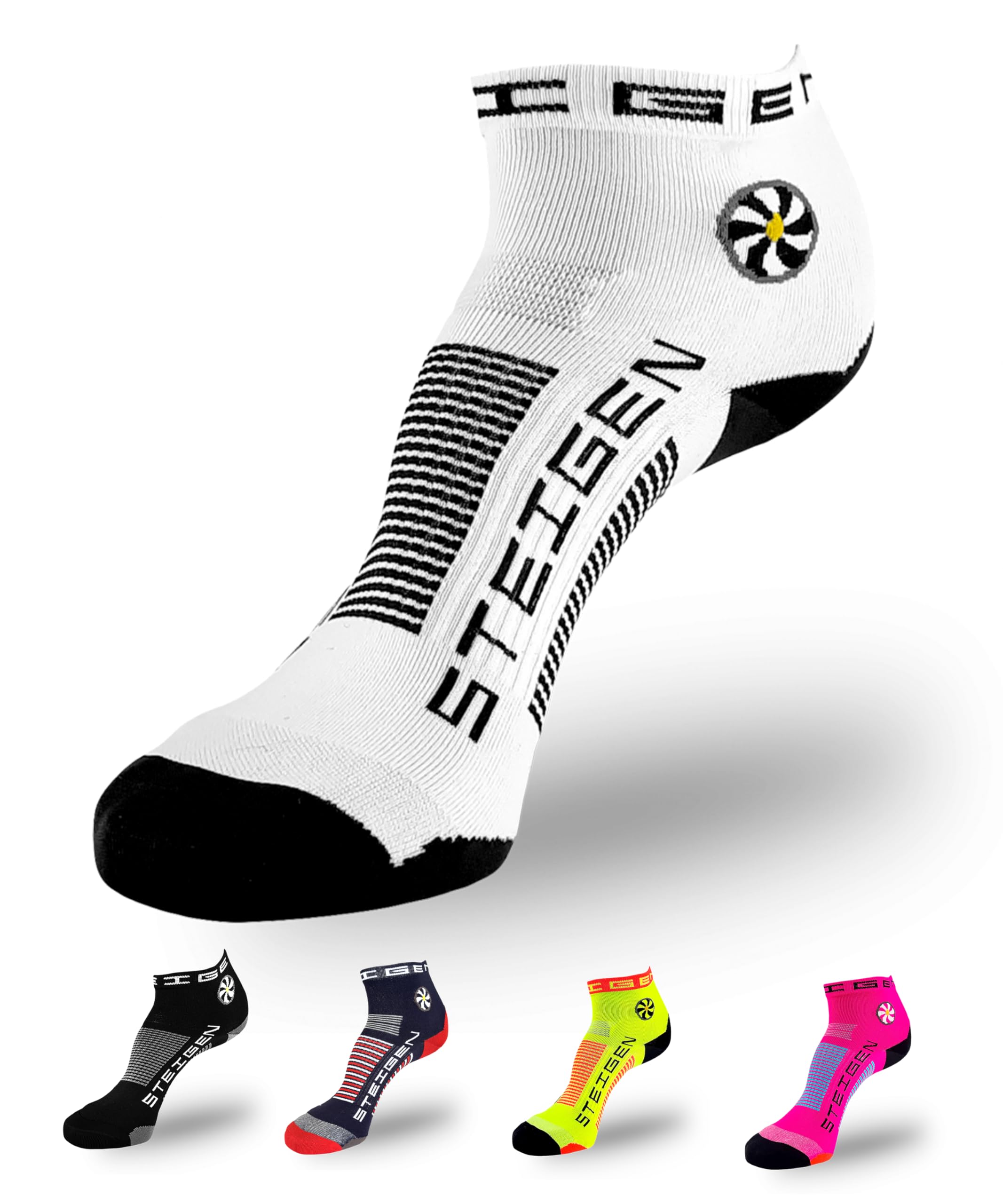Steigen ¼ Length Running Socks - Ankle Socks for Men and Women - Anti Blister for Performance and Comfort - Moisture-Wicking, Breathable - 5-12 Unisex Size, White