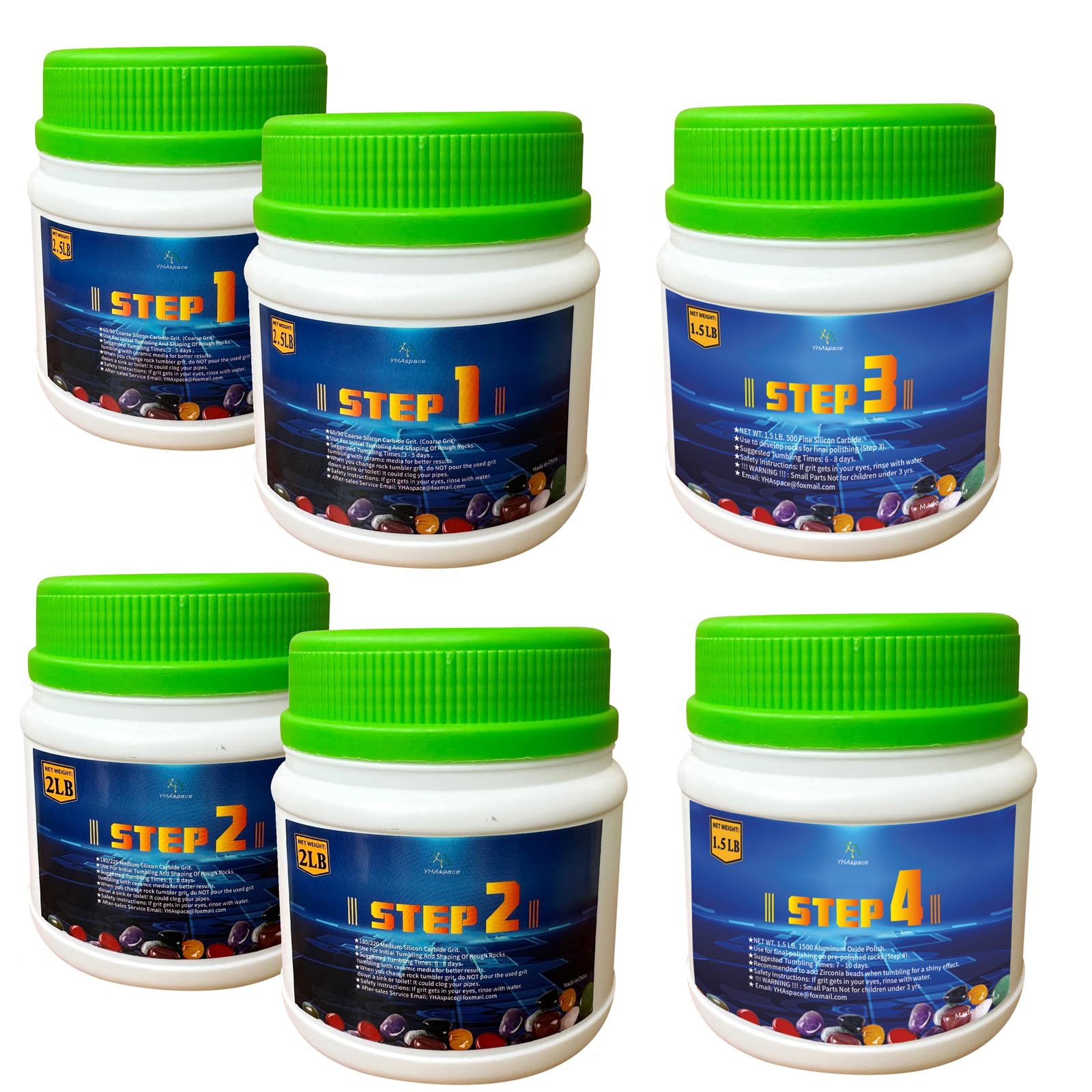 Photo 1 of 12 LBS Rock Tumbler Grit Set, 4 Step Tumbling Media Coarse/Medium/Pre-Polished/Final Polish, Silicone Carbide Polisher Grit for Any Rock Tumbler, Rock Polisher, Stone Polisher