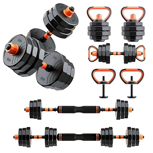 RUNWE Adjustable Dumbbell Kettlebell Set 44lb, in Dumbbell