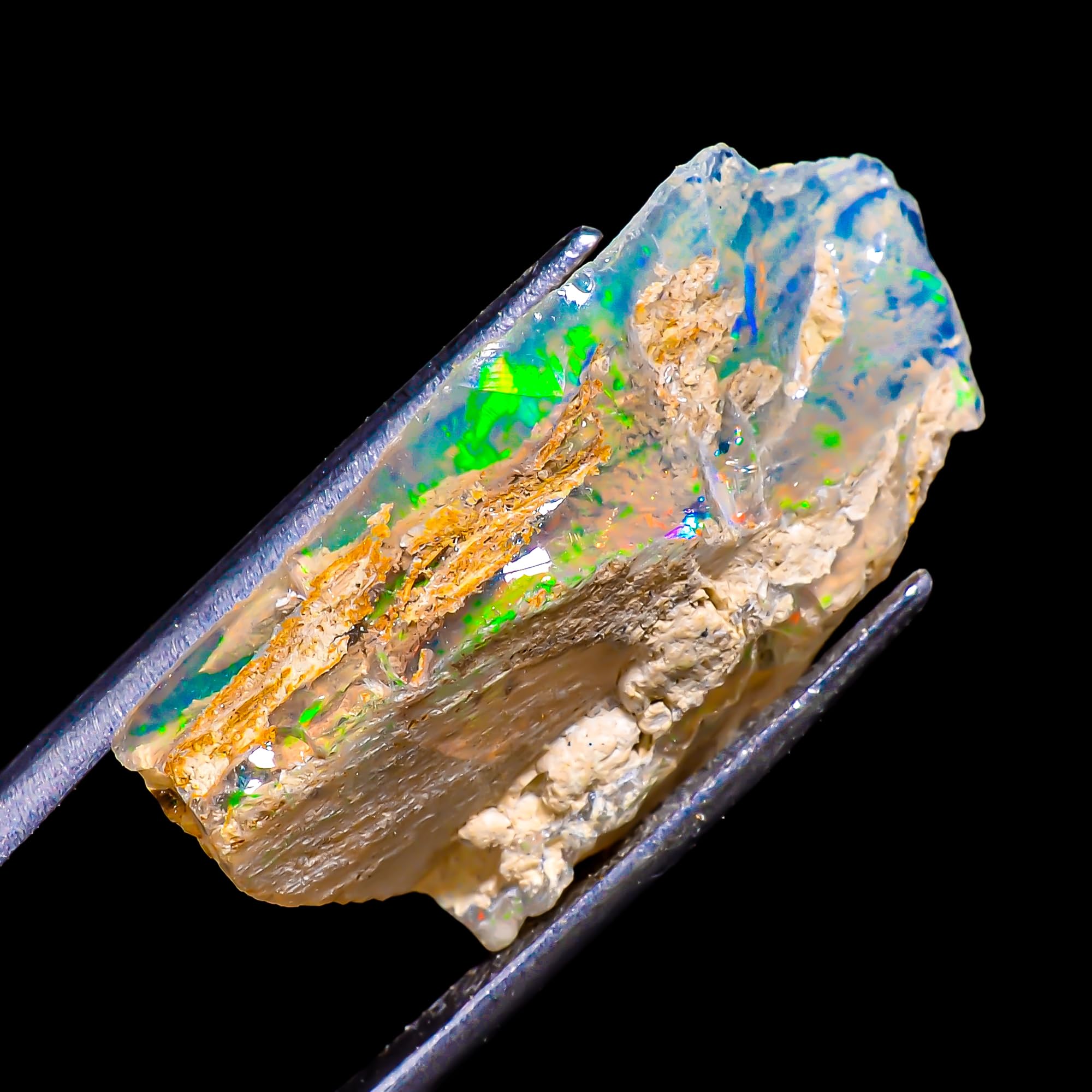 Natural Ethiopian Opal Rough Gems - 6.2 Carat- Quality Stone Jumbo Fire Ethiopian Raw Crystal Rock Gemstone for Jewelry Making, Wire Wrapping,