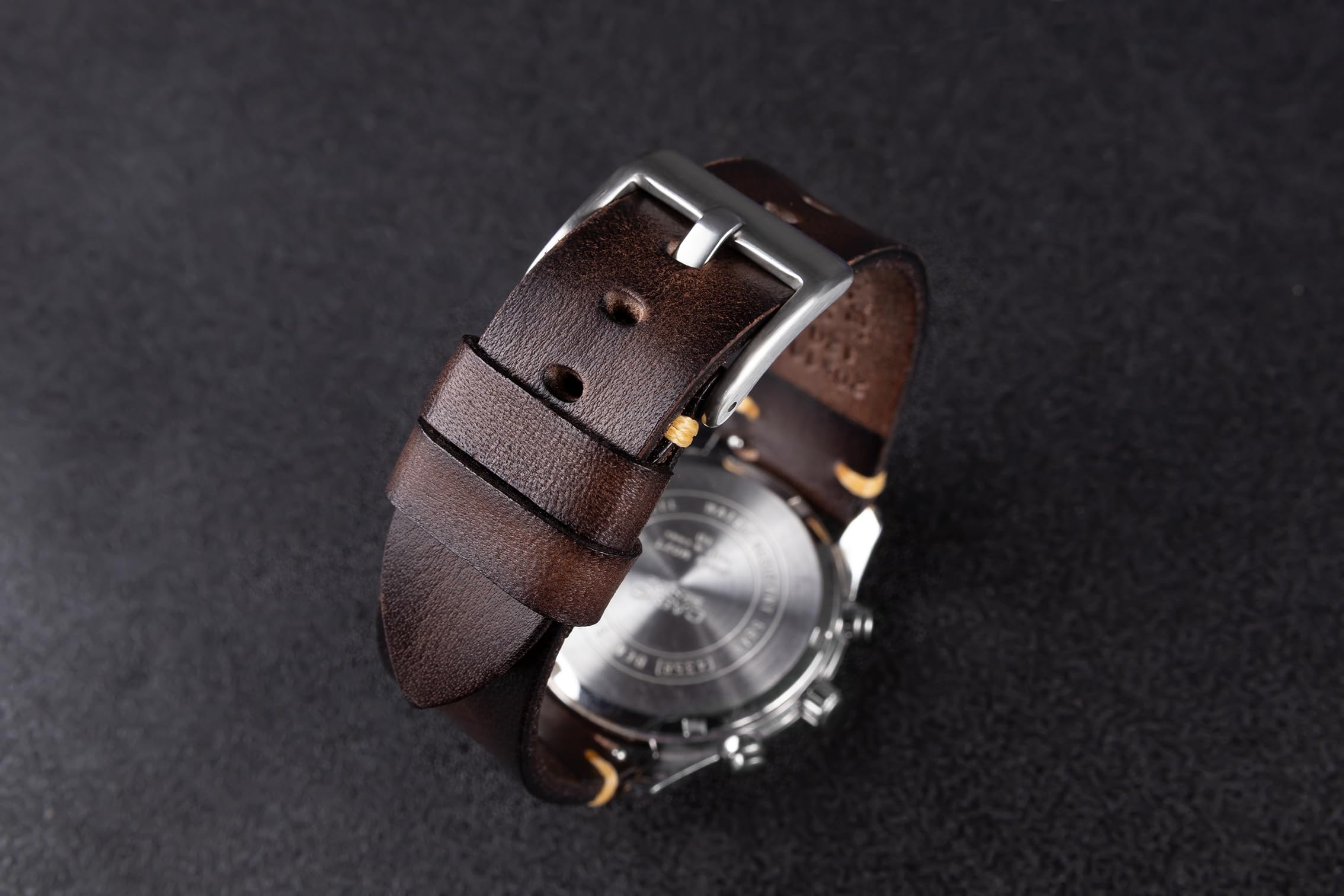 Berfine Retro Handmade Watch Band, Quick Release Vintage Leather Watch Strap Replacement,Choice of Width-18mm 20mm 22mm 24mm or 26mm