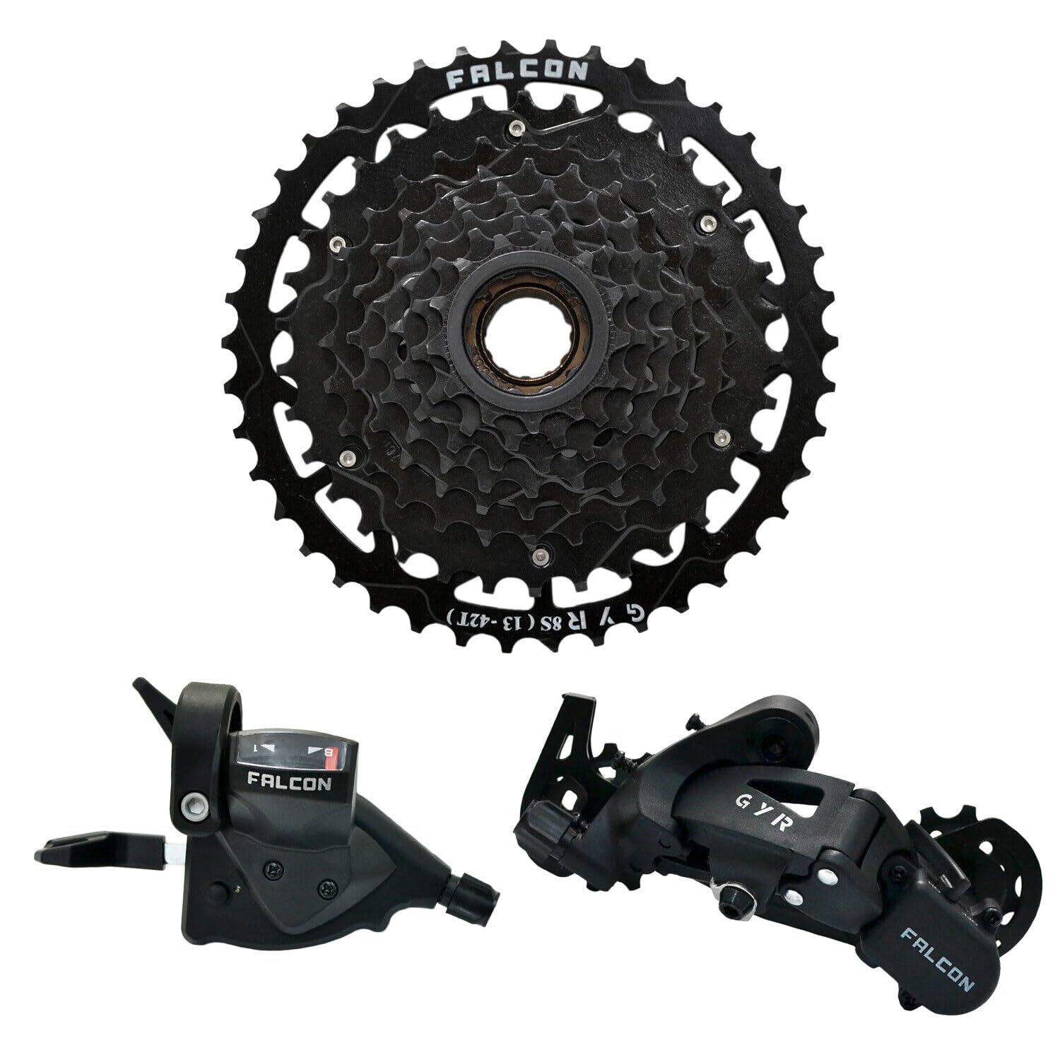 FALCON GYR Freewheel System 1x8 Speed 13-42T MTB Groupset, Black, FC2998
