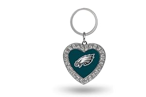 Rico Industries NFL Football Rhinestone Heart Keychain - Great Accessory